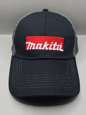 Makita Trucker Hat Mens One Size Black/Gray Cap Mesh Snap Back USA Logo Outdoors